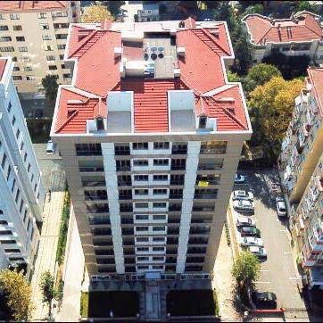 Çok katlı konut binasının üstten görünümü